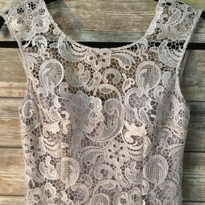 Alythea Ivory Embroidered Lace V Back Dress